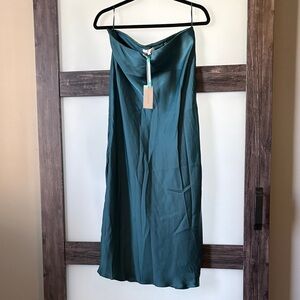 Z Supply Satin Slip Skirt in Teal